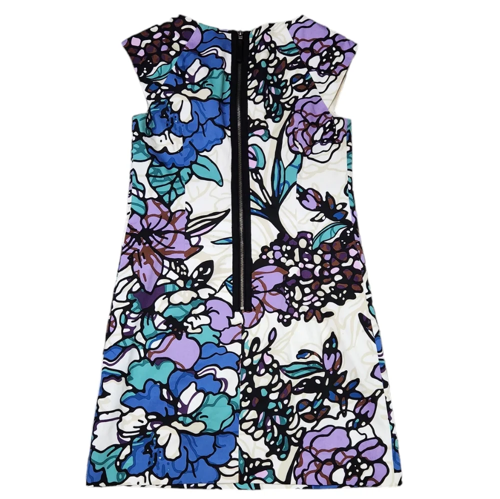 Laundry by Shelli Segal Beaded Collar Embellished Neckline Detail Floral Dress